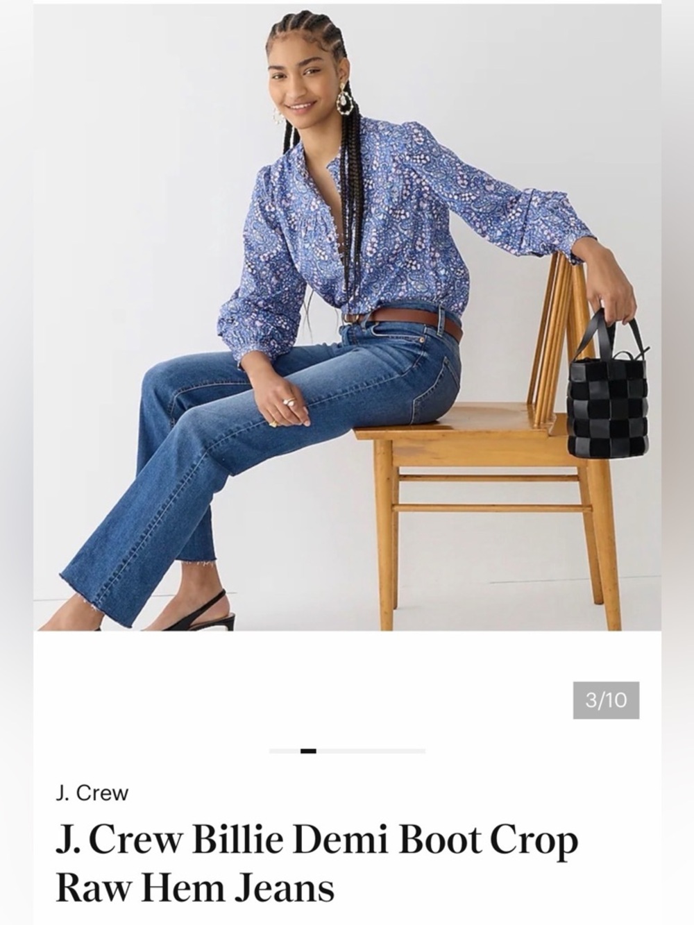 J.Crew Billie Demi Boot Cropped Jean With Raw Hem. Size 29. EUC.